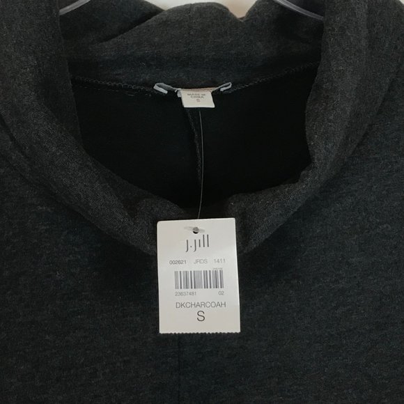 NWT Womens Size Small J. Jill Dark Gray Cowl Neck Fleece Long Sleeve Dress - Picture 2 of 3